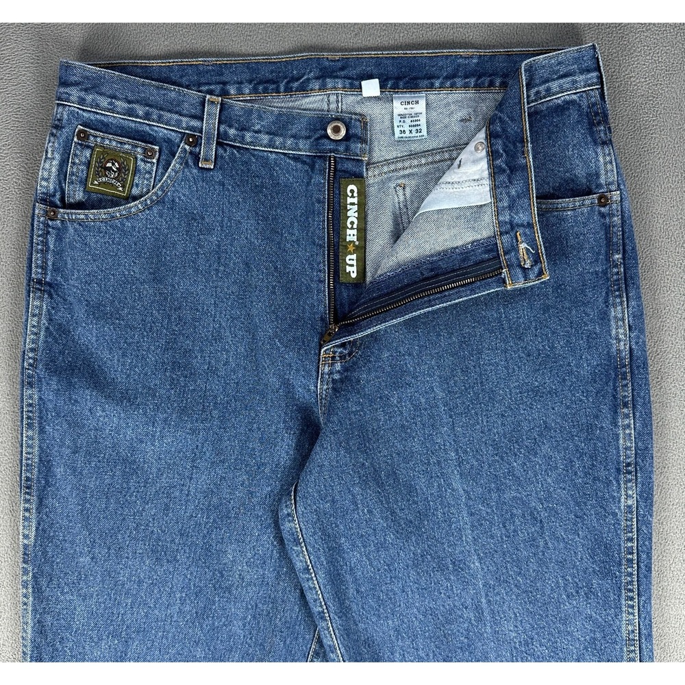 Cinch Jeans Mens 36x32 Blue Relaxed Tapered Green Label Western Cowboy Rodeo